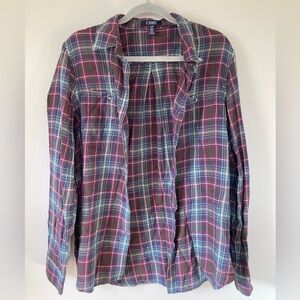Chaps Womens Cotton Plaid Long-Sleeve Top (XL)